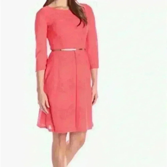 London Times Women's Chevron Mesh Fit-and-Flare Dress - Picture 1 of 2